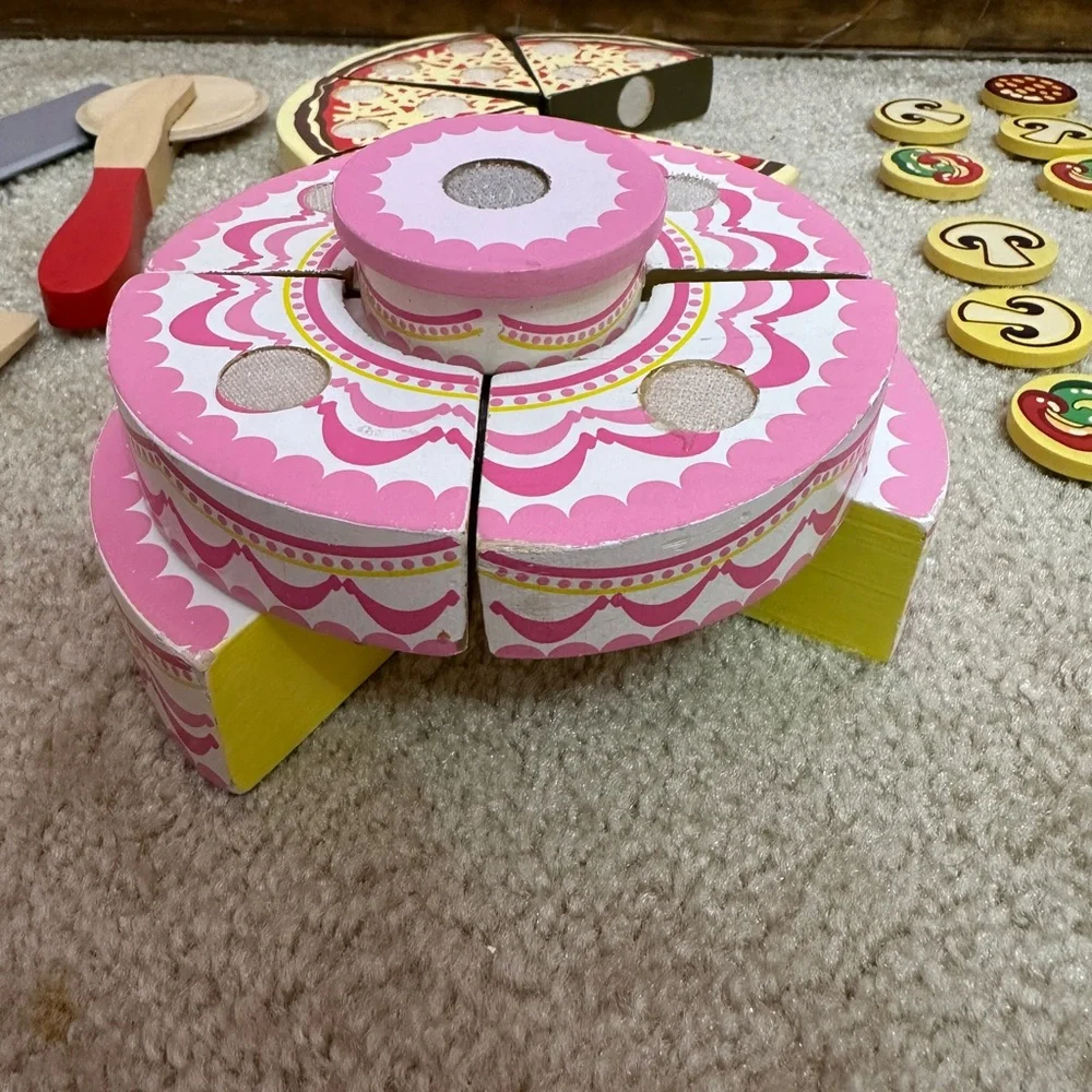 Melissa & Doug Pizza Party and Triple Layer Party Cake Play Sets Incomplete